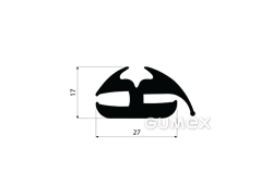 Profil für Fahrzeugfenster, 17x27/5/3mm, passt Zwickel 00598018, 60°ShA, EPDM, -40°C/+100°C, schwarz, 